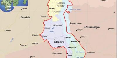 Mapa de Malawi política