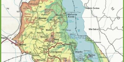 Mapa de mapa físic de Malawi