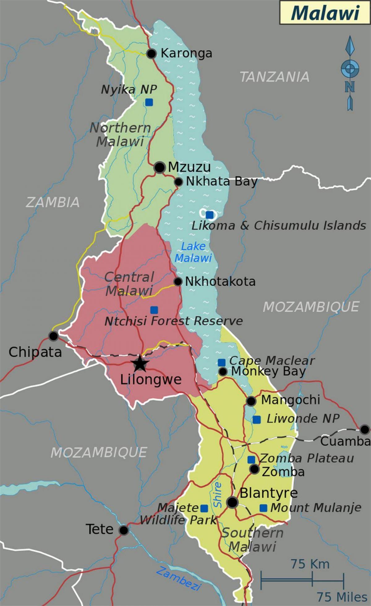 mapa del llac Malawi àfrica